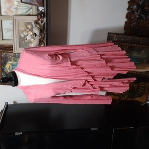 Womens Pink Cardigan Sweater Jacket Sz XL BOBEAU open front long sleeve b46